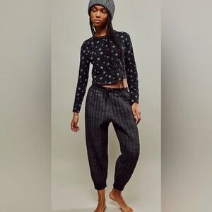Free People Intimately quilted love Pajama set in BLACK